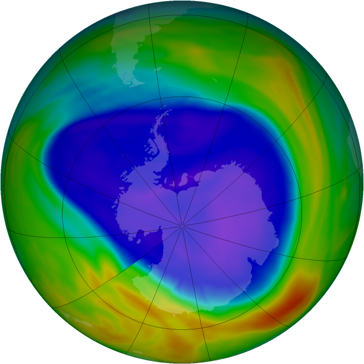 Antarctic ozone map for 15 September 2005